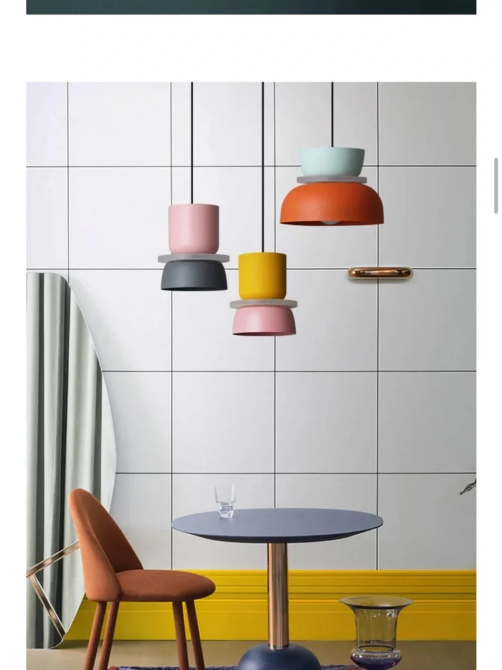 Modern Contemporary Orange Macaron LED Pendant Light by